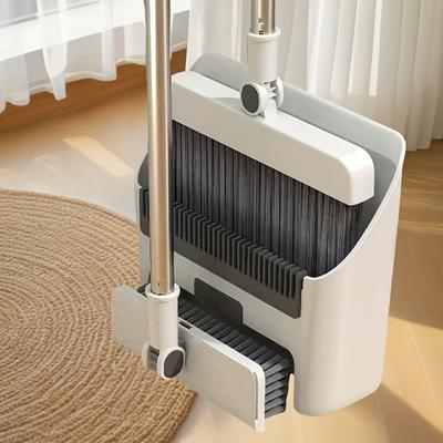 TEMU [3-in-1 Cleaning Kit] 3-in-1 Foldable Broom And Dustpan Set - Multi-surface Cleaning Kit - Plastic For Home And Dorm Use Image