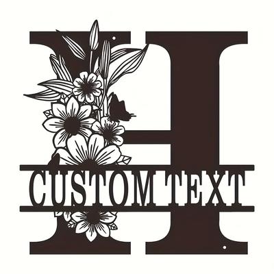 TEMU Customizable Floral Metal Family Sign - Personalized Home Decor, Unique Housewarming & Wedding Gift, Artistic Letter Design With , Room Decoration, Home Decor And Accessories Image
