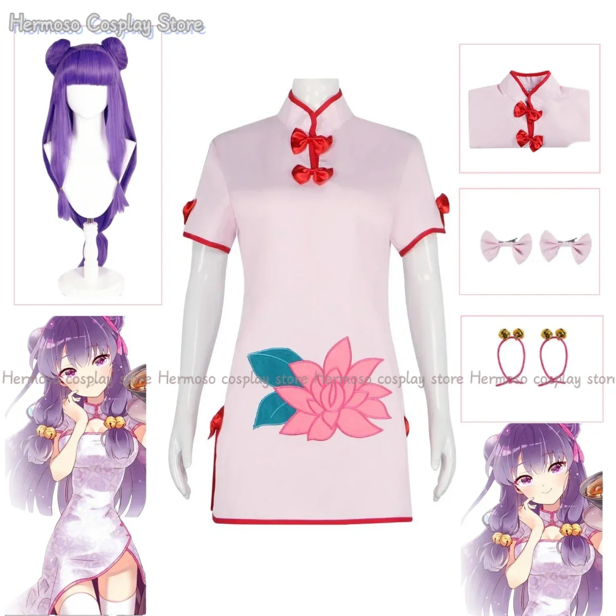 Sexy Ranma 1⁄2 Nibun-No-Ichi Shampoo Cosplay Kostüm Perücke Chinesischen Stil Chi-Pao Maid Kleid Frau Sexy Kawaii Party Anzug Halloween