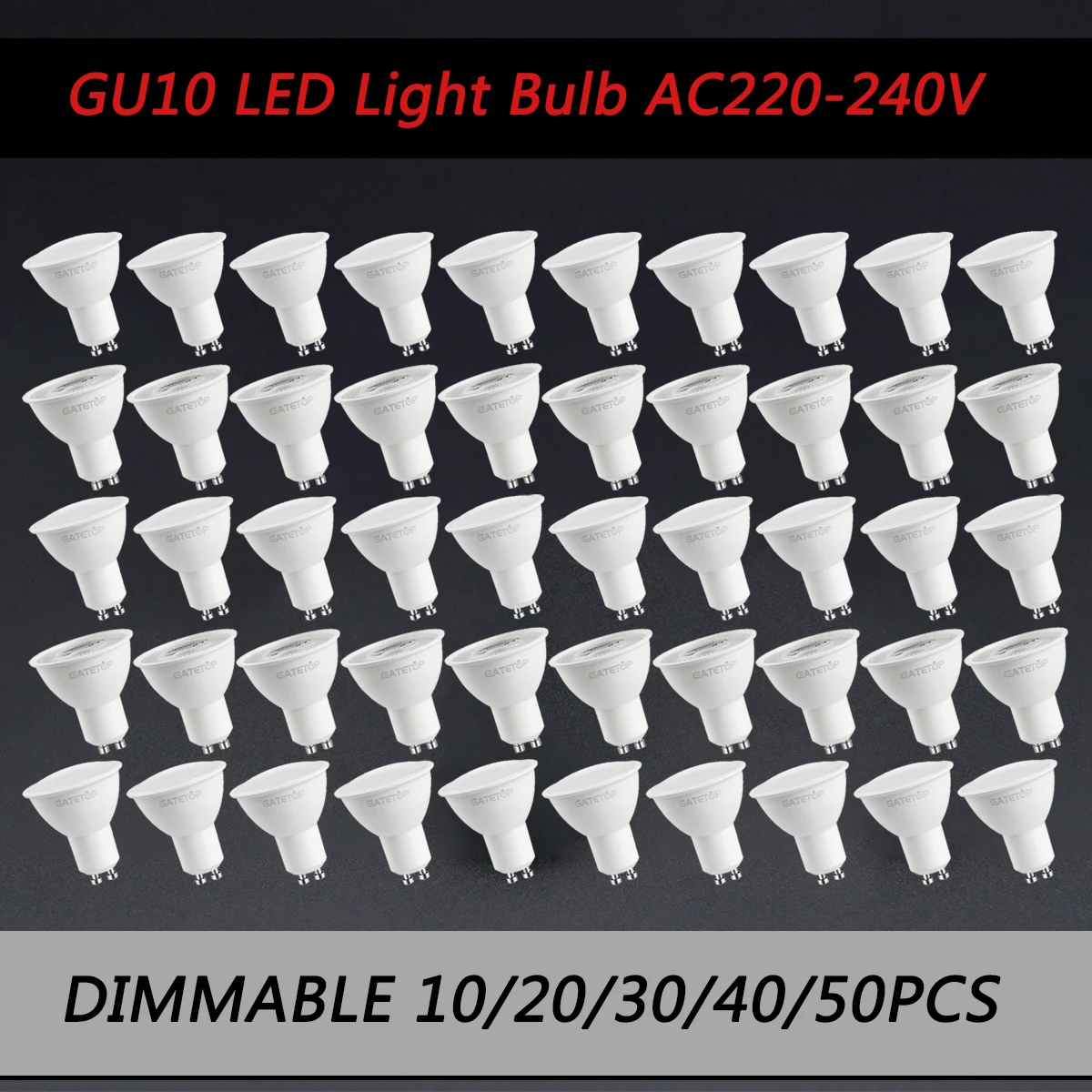 10–50 Stück Energy Spot GU10-Sockel-LED-Glühbirne, dimmbar, 220 V, Tageslicht, 50 W, Halogen-Ersatz für Landschaftsschienenbeleuchtung