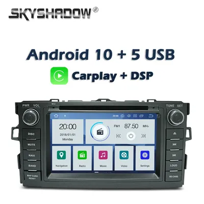 Carplay DSP PX6 IPS Android 10,0 4GB + 64GB Auto DVD Player Wifi GPS karte RDS Radio DVR bluetooth 5,0 Für Toyota AURIS 2008- 2012