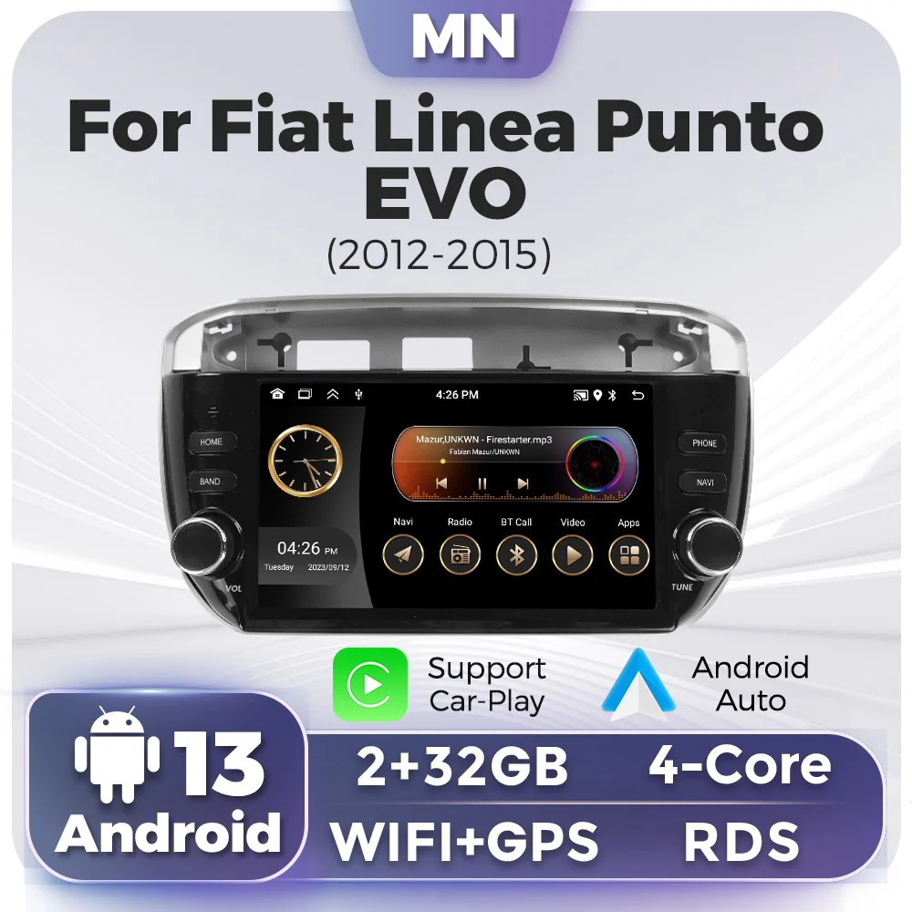 7 "HD Touchscreen Auto Radio für Fiat Linea Punto Evo 2012 2013 2014 2015 Carplay Android 2 Din Stereo Automotivo WIFI FM Player Image