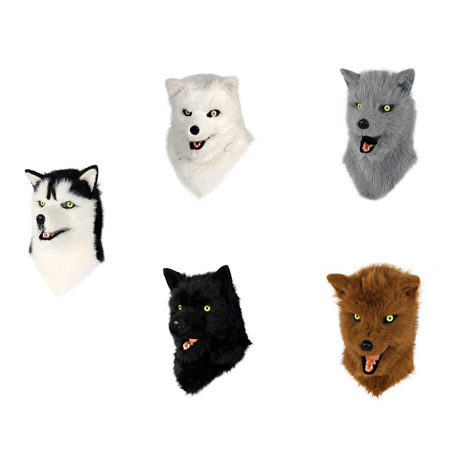 Pelzige Hunde maske Tier voller Kopf Wolf realistische Masken für Halloween Karneval Kostüm Party Cosplay Kostüm Frauen Männer Image