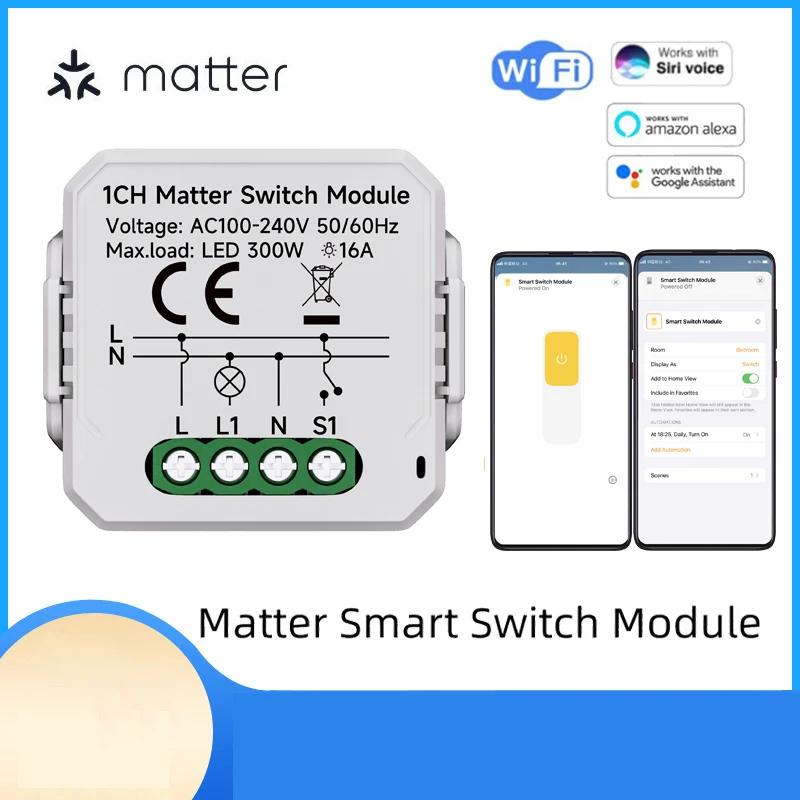 1/2/3 Gang Matter WiFi Schalter Modul Smart Home Relais Automatisierung Breaker Arbeit Mit Homekit Smartthings Alexa google Hause Image