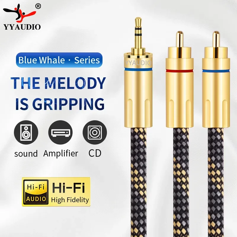 Yyaudio Hifi Stereo 3,5mm Buchse an 2rca Audio kabel Aux Kabel für Verstärker Audio Heimkino Computer Desktop Audio