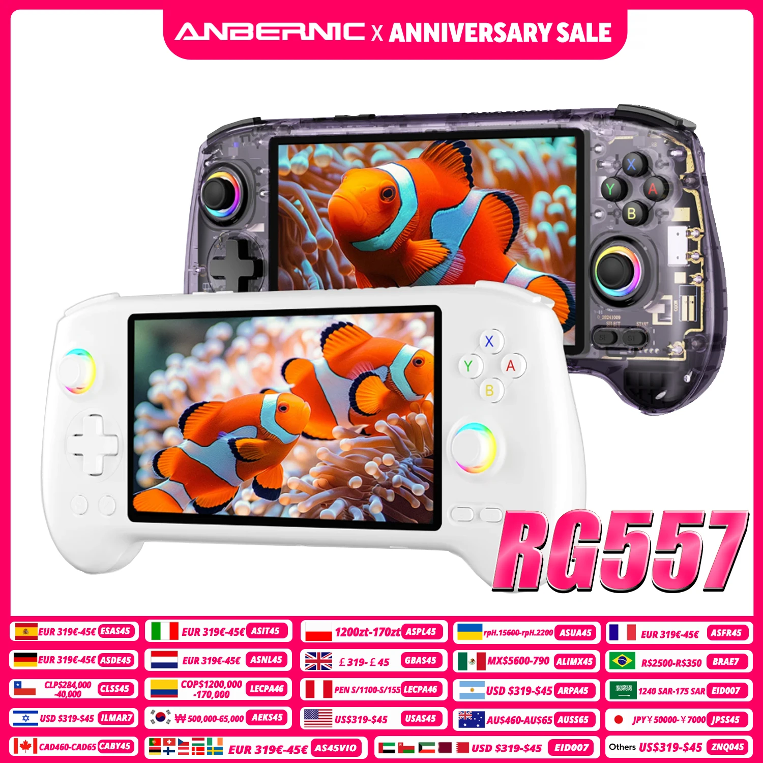 ANBERNIC RG557 Handheld-Spielkonsole 5,48'' AMOLED Android 14 5500mAh Bluetooth 5.3 Tragbarer Videospiel-Player Dimensity 8300 Image