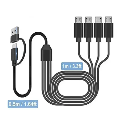 USB C PD auf Micro-USB-Kabel, Multi-Micro-USB-Splitter-Ladekabel, USB A/Typ C auf Micro-USB-Kabel, mit 4 Micro-Anschlüssen