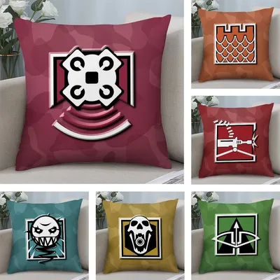 R-Rainbow Six S-Siege Kissenbezug, kurze Plüsch-Kissenbezüge, Sofa, dekorativ, Geschenk, Zuhause, Image