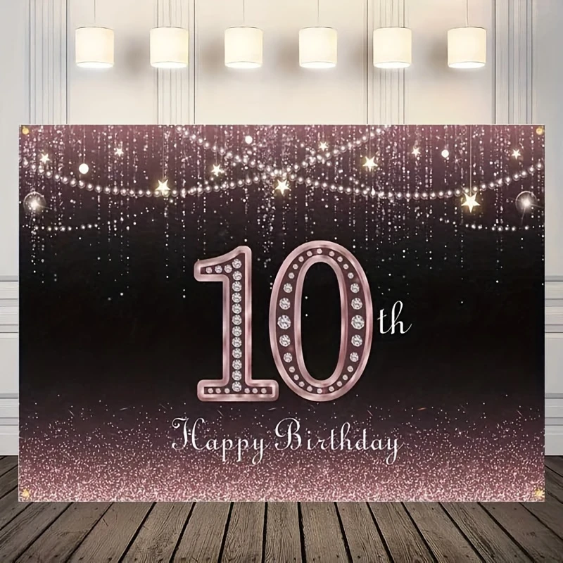 Alles Gute zum Geburtstag dekoriert Banner alles Gute zum 10. Geburtstag Banner Hintergrund 10. Geburtstag dekoriert Party liefert Roségold Banner Image