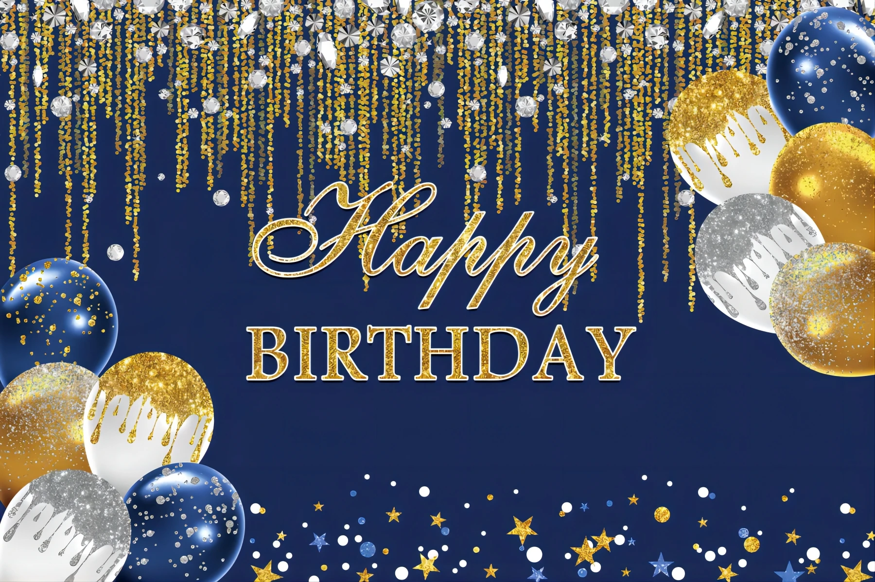 Blau und Gold alles Gute zum Geburtstag Hintergrund-funkelnde Gold Tupfen Strass Luftballons Frauen Mädchen Fotografie Hintergrund Party Image