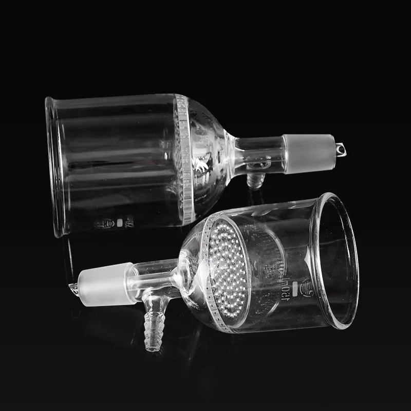 1pc Labor Glas Platte Filtration Trichter 30/60/100/150/250/500/1000ml Glas Buchner Poröse Trichter mit Zweig Rohre