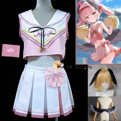 Blue Archive Shimoe Koharu Cosplay Perücke Kostüm Flügel Halo Halloween Party Karneval Rollenspiel Image