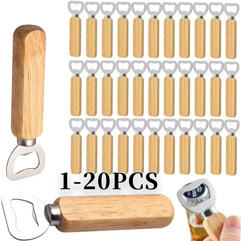 1-20PCS Holz Flasche Opener Bier Dosenöffner Haushalt Küche Bar Werkzeuge für Home Griff Handheld Wein Soda glas Kappe Gadgets