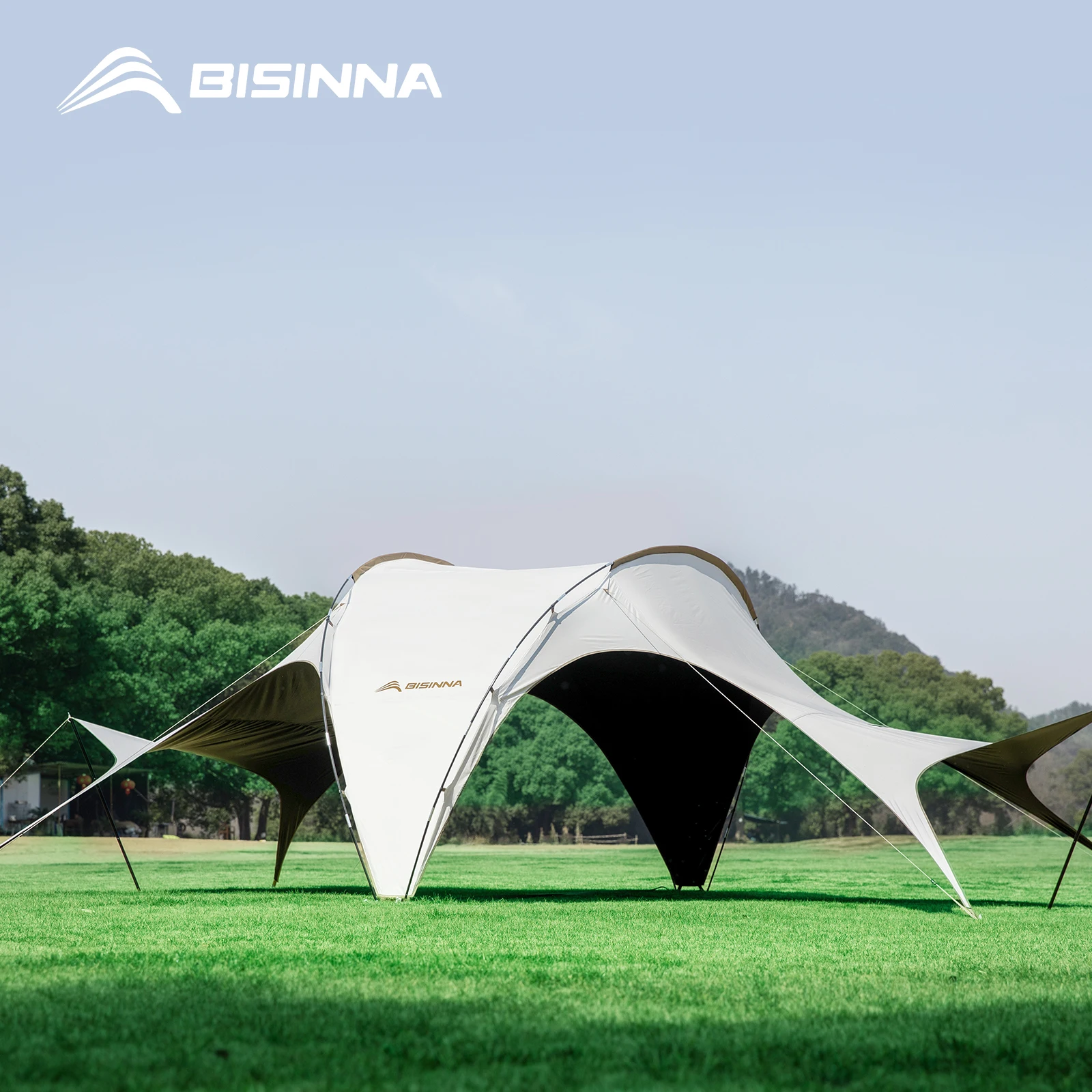 BISINNA Camping-Plane mit schwarzer Beschichtung, groß, regen- und UV-beständig, Baldachin, Sonnenschutz, Schmetterling, Sonnenschutz, Strand, Gartenbedarf