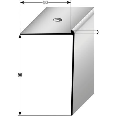 Treppenkante 80 x 50 x 1000 mm Treppenkantenprofil Treppenwinkel Winkelprofil Kombiwinkel Aluminium Image