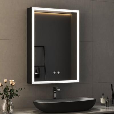 Led Spiegelschrank mit Beleuchtung 50x70cm Badezimmerschrank, Bad Metall Badschrank Spiegel Image