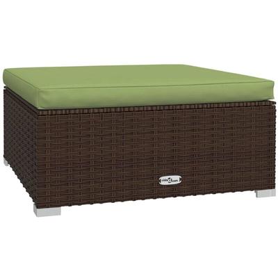 Gartenhocker mit Kissen Braun 70x70x30 cm Poly Rattan vidaXL Image