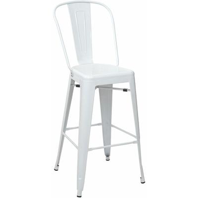 HHG - neuwertig] Barhocker 866, Barstuhl Tresenhocker mit Lehne, Metall Industriedesign weiß Image