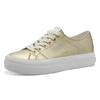 Plateausneaker TAMARIS, Damen, Gr. 39, gold (goldfarben), Textil, unifarben, glänzend, beschichtet, sportlich, Schuhe, Freizeitschuh, Halbschuh, Schnürschuh mit Logo an der Ferse