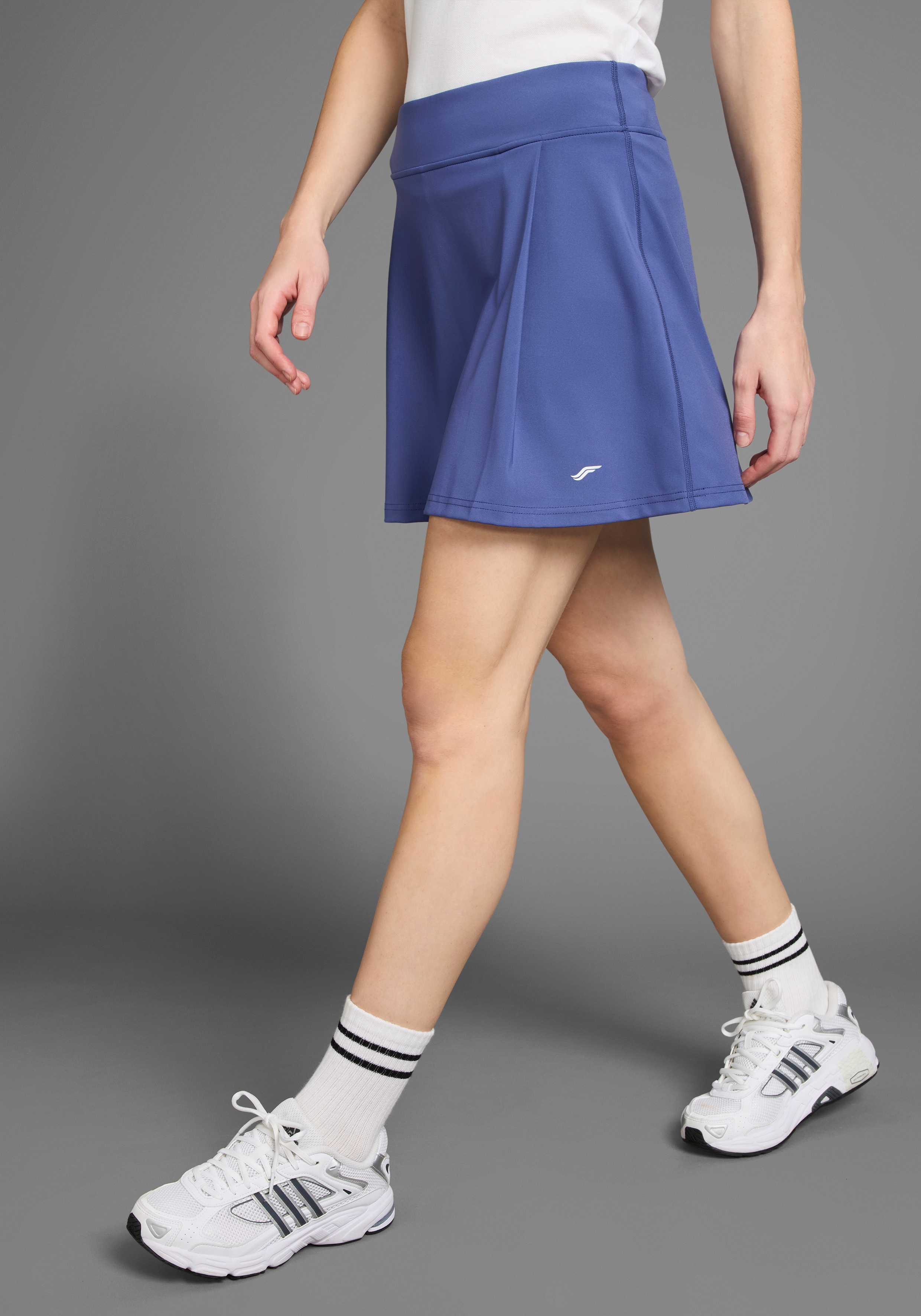 Tennisrock FAYN SPORTS, Damen, Gr. 42, blau (navy), Jersey, Obermaterial: 77% Polyester, 23% Elasthan, mini, Röcke, mit Innenshorts