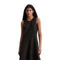 Midikleid MARC O'POLO "in A-Linie geschnitten", Damen, Gr. 36, Normalgrößen, schwarz, Obermaterial: 100% Leinen; Futter: 100% Baumwolle, unifarben, figurbetont lang, Rundhals, ohne Ärmel, Kleider