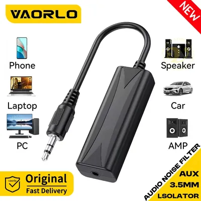 VAORLO 3.5mm AUX Audio Noise Filter Speaker Line Ground Loop Noise Isolator Eliminate For Car Stereo