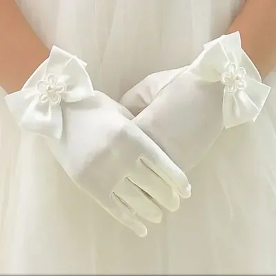 Girl's Bowknot Gloves Charming Party Wear Mittens Ceremony Communion Dress Accessories Kids Children
