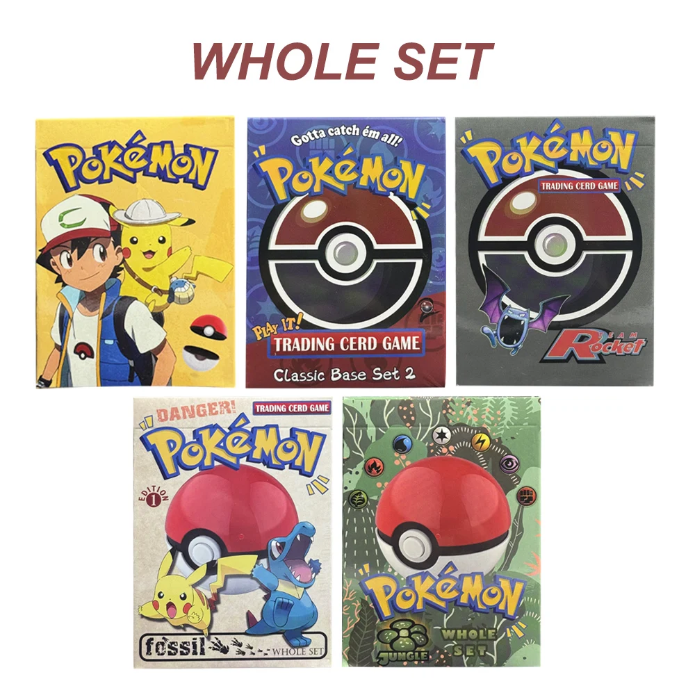PKM Set completo Set base/Set base 2/Squadra Razzo/Gungla/Fossil Foil PTCG Collezione di giochi Carte PROXY Gioco Giocattoli Set completo