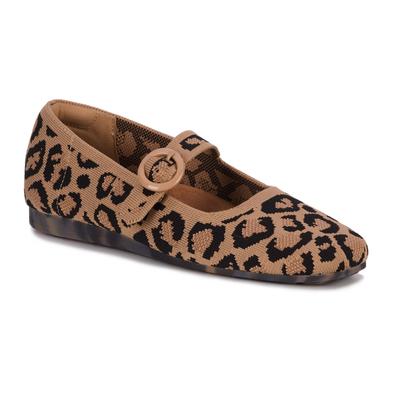 Women's Naomi Mary Jane Flat by Ros Hommerson in Leopard Print Knit (Size 9 M)