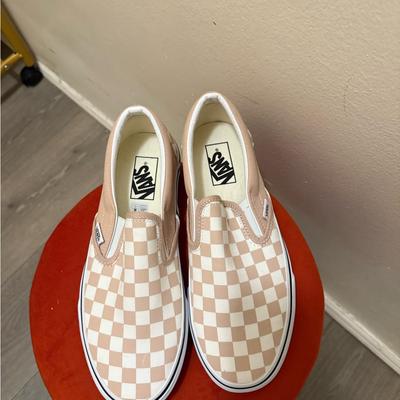 Vans Shoes | Vans Checkered Tan Sport Sneakers | Color: Red/Tan | Size: 9.5