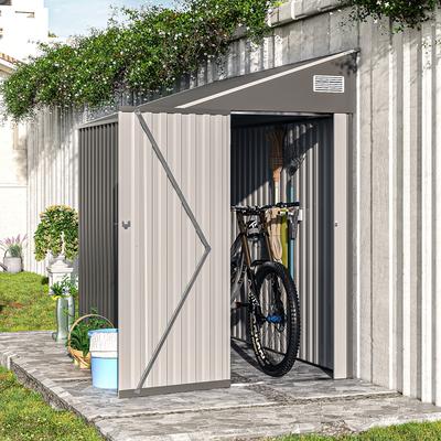 Gray Solid Structural Design Storage Shed with Single Hinge Door