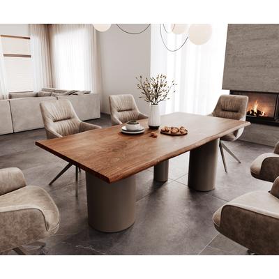 DELIFE Esstisch Edge 200x100 Akazie Braun Troa Metall Effektfinish Titan Live-Edge, Esstische, Baumkantenmöbel, Massivholzmöbel, Massivholz Image