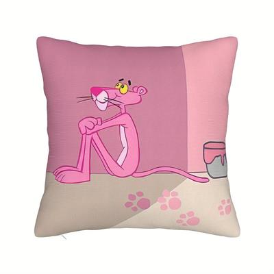 TEMU Biihudu Pink Cartoon Leopard Throw Pillowcase - Contemporary Style, Machine Washable Polyester Cushion Cover With Zip Closure For Sofa & Living Room Decor Image