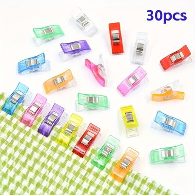 TEMU 30/50/100pcs Mixed Color Multifunctional Plastic Sewing Clips, Diy Plastic Clips, With Stainless Steel Spring - Colors, Suitable For Quilting, Book Binding And Craft Projects Image