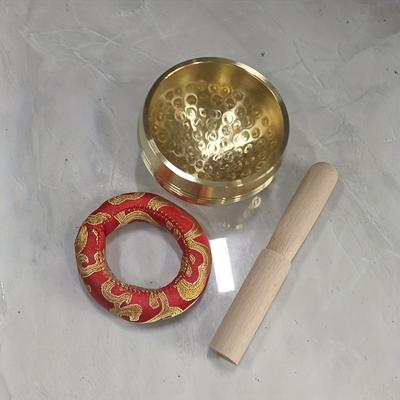TEMU 1 Set Tibetan Singing Bowl - 3-inch Handcrafted Copper Meditation Bowl For Yoga, Sound , Chakra Balancing & Mindfulness Practice - Includes Wooden Mallet, Golden, Or Bag Image