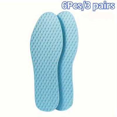 TEMU 6pcs/3 Pairs Summer Cool Insoles - Breathable Moisture-wicking Arch Support Insoles, Sweat Absorbing Deodorizing Reusable Soft Comfortable Inserts For All Shoes, Blue, Insoles For Shoes