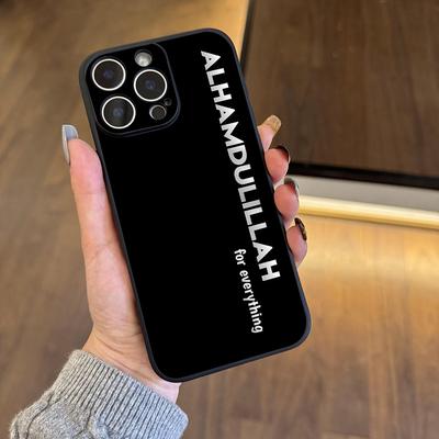 TEMU Simple Alhamdulillah Winter Decor Aesthetic Phone Case For 11 15 14 Pro Max Xr Plus Black Phone Case Protective Teen Gifts Trendy Stuff Image