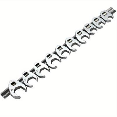 TEMU Set Of 10 Crowfoot Wrenches With A 3/8 Inch Drive, Ranging From 10 To 22mm, For Use With Torque Wrench Keys. Image