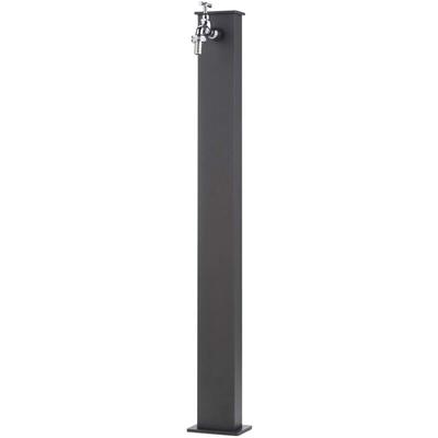 Bel-fer - Fontana rettangolare in metallo completa di impianto e rubinetto colore Antracite H82 Cm Image
