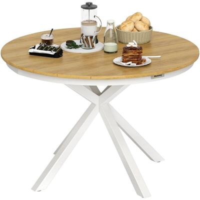 Gartentisch Ø118cm, Wetterfest Balkontisch aus Aluminium, Beistelltisch mit Kreuzbeine Lattendesign Image