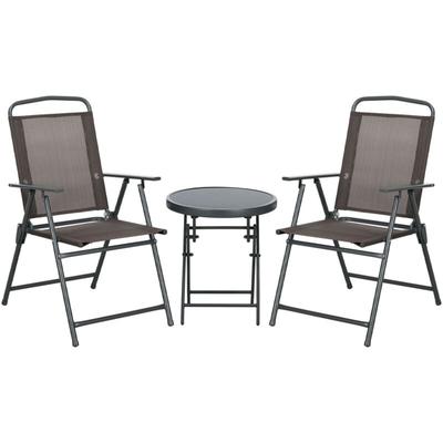Bistro-Set 3-teilig aus Metall Wetterfest Gartenmöbel Set mit klappbar Glastisch Gartenstühlen Image