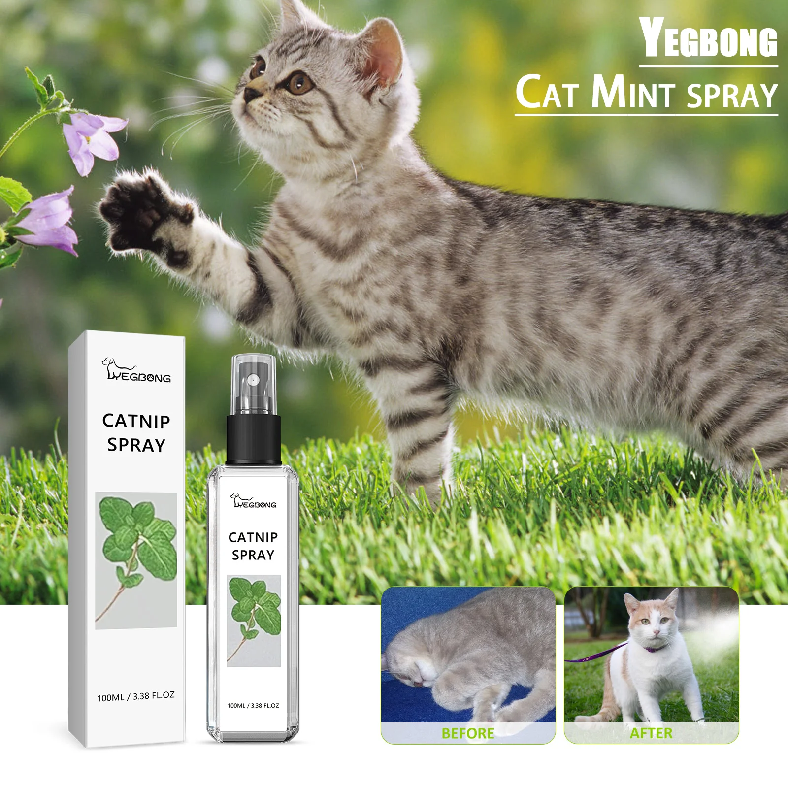 Katzenminze-Spray für Katzen mit Haustier-Minze-Nebel, gesunde Inhaltsstoffe, Kratzpad, Induktor, Excite Entertain, beruhigendes Training, abweisend Image