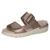 Pantolette CAPRICE, Damen, Gr. 40, grau (taupe metallic), Leder, Basic, Schuhe, Keilabsatz, Sommerschuh in Komfortweite H (= sehr weit)