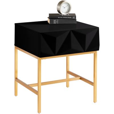 Beistelltisch LEONIQUE "Minfi", schwarz, Tische, Schublade mit 3D-Front, auch als Nachttisch geeignet, Breite 50 cm Image
