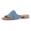 Pantolette GABOR "RHODOS", Damen, Gr. 39, blau (jeansblau), Kalbsleder, unifarben, klassisch, Schuhe, Blockabsatz, Sommerschuh, Komfortschuh in Bequemweite G (= weit)