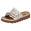 Pantolette RIEKER, Damen, Gr. 38, beige (hellbeige), Lederimitat, metallic, casual, Schuhe, Sommerschuh, Strandschuh, Hausschuh mit modischer Plateausohle