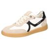 Sneaker MUSTANG SHOES, Damen, Gr. 42, beige, schwarz, sanftes weiß, Lederimitat, kontrastfarbene Details, casual, Schuhe, Retro Sneaker, Schnürschuh mit Kontrastbesätzen