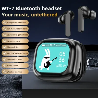 WT-7 Drahtlose Kopfhörer Bluetooth 5,3 ANC + ENC Noise Cancelling Kopfhörer In Ear Touch Screen Image