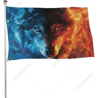 Flame Wolf Funny Garden Flag 3x5 Feet Holiday Flag Banner with Grommets for Home Outdoor Decor