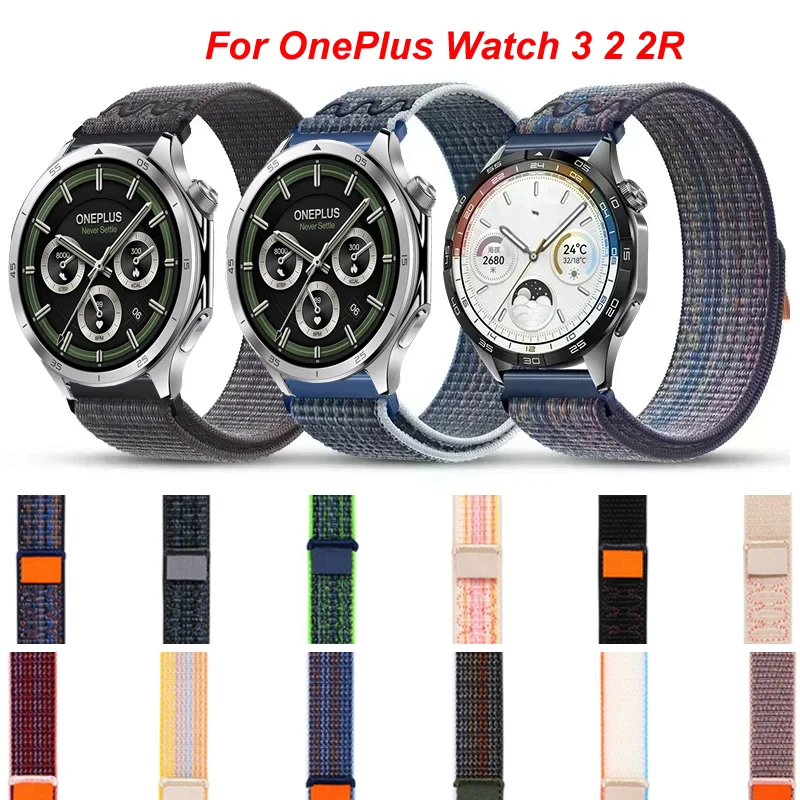 22 mm Stickerei-Nylonschlaufe für OnePlus Watch 3 2 2R/OnePlus 46 mm Armband Correa für OPPO Watch 4Pro X X2/Realme Watch S 2 3Pro Image